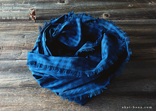 Load image into Gallery viewer, Japanese Handmade Infinity Snood Scarf, Block Check Navy, sif0035