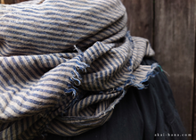 Load image into Gallery viewer, Japanese Linen Wrap, Stripe Uguisu-Warbler ⦿swtw0017