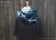 Load image into Gallery viewer, Japanese Linen Wrap, Marbling Dyed Blue ⦿swtw0019