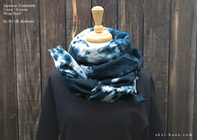 Load image into Gallery viewer, Japanese Linen Wrap, Marbling Dyed Blue ⦿swtw0019