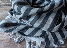 Load image into Gallery viewer, Japanese Cotton Double Gauze Wrap, Stripe Asphalt x Gray ⦿swtw0021