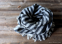 Load image into Gallery viewer, Japanese Cotton Double Gauze Wrap, Stripe Asphalt x Gray ⦿swtw0021