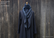Load image into Gallery viewer, Japanese Linen Cotton Double Gauze Wrap with Sashiko Stitch, Dark Blue ⦿swtw0023