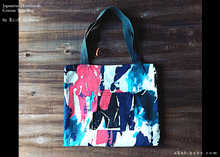 Load image into Gallery viewer, Paint Pink x Blue, Japanese Handmade Cotton Square Tote Bag, tbml0015
