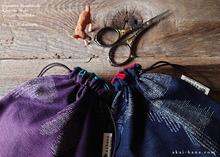 Load image into Gallery viewer, Japanese Handmade Temari Kinchaku (Drawstring) Purse, Eggplant or Midnight Blue ⦿tkjp0015-6