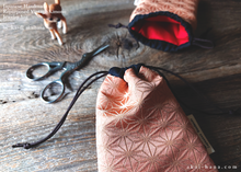 Load image into Gallery viewer, Vintage Kimono Travel Jewelry Bag, Asanoha Peach ⦿kpvk0001