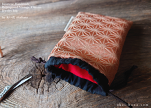 Load image into Gallery viewer, Vintage Kimono Travel Jewelry Bag, Asanoha Peach ⦿kpvk0001