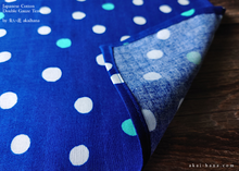 Load image into Gallery viewer, Japanese Cotton Double Gauze Tenugui, Soda Dots Blue ⦿tndg0008