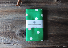 Load image into Gallery viewer, Japanese Cotton Double Gauze Tenugui, Soda Dots Green ⦿tndg0009