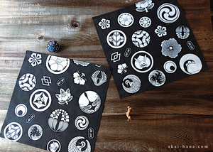 Japanese Handcrafted Tenugui Handkerchief, Kamon, Japanese Crest ⦿tnha0007