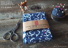 Load image into Gallery viewer, Japanese Tenugui Handkerchief with Hand Stitch, Chidori (Plover) ⦿tnho0007