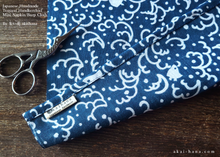 Load image into Gallery viewer, Japanese Tenugui Handkerchief with Hand Stitch, Chidori (Plover) ⦿tnho0007