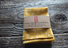 Load image into Gallery viewer, Japanese Tenugui Handkerchief with Hand Stitch, Hyōtan (Gourd) ⦿tnho0008