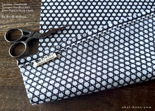Load image into Gallery viewer, Japanese Tenugui Handkerchief with Hand Stitch, Kagome (basket) ⦿tnho0006