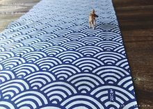 Load image into Gallery viewer, Tenugui Fabric Art with a Frame Mat, ready to frame, Seigaiha Wave 5" x 7" ⦿frmn0002