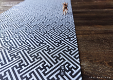 Load image into Gallery viewer, Tenugui Fabric Art with a Frame Mat, ready to frame, Sayagata 5" x 7" ⦿frmn0003