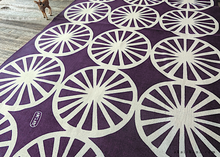 Load image into Gallery viewer, akaihana Original Tenugui, Bicycle, Purple x Ecru, Japanese Hand Dyed ⦿tnor0010