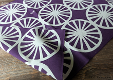Load image into Gallery viewer, akaihana Original Tenugui, Bicycle, Purple x Ecru, Japanese Hand Dyed ⦿tnor0010