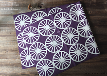 Load image into Gallery viewer, akaihana Original Tenugui, Bicycle, Purple x Ecru, Japanese Hand Dyed ⦿tnor0010