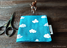 Load image into Gallery viewer, Quadruple Reversible Japanese Handkerchief, Seigaiha and Clouds ⦿wghc0021