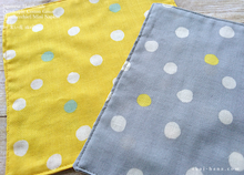 Load image into Gallery viewer, Quadruple Reversible Japanese Gauze Handkerchief, Soda Dots Gray ⦿wghc0002