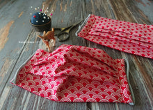 Load image into Gallery viewer, Seigaiha Wave Red, Japanese Handmade Mask with filter pocket & Nose Wire, comes with 1 Free Filter Insert ⦿fmap001