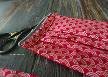 Load image into Gallery viewer, Seigaiha Wave Red, Japanese Handmade Mask with filter pocket & Nose Wire, comes with 1 Free Filter Insert ⦿fmap001
