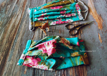 Load image into Gallery viewer, Turquoise Floral Kimono, Japanese Handmade Mask with filter pocket & nose wire, comes with 1 Free Filter Insert