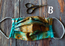 Load image into Gallery viewer, Turquoise Floral Kimono, Japanese Handmade Mask with filter pocket & nose wire, comes with 1 Free Filter Insert