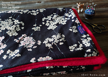 Load image into Gallery viewer, Kimono Baby Blanket/Adult Lap Blanket, Shidare Zakura Black, 2 sizes ⦿blb0002
