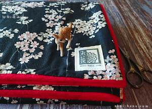 Kimono Baby Blanket/Adult Lap Blanket, Shidare Zakura Black, 2 sizes ⦿blb0002