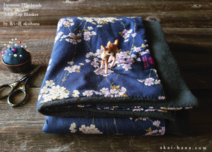 Kimono Baby Blanket/Adult Lap Blanket, Shidare Zakura Navy, 2 sizes ⦿blb0003