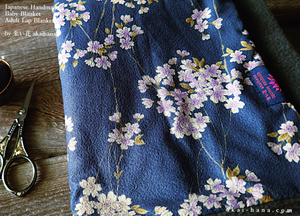 Kimono Baby Blanket/Adult Lap Blanket, Shidare Zakura Navy, 2 sizes ⦿blb0003