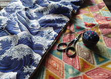 Load image into Gallery viewer, Kimono Baby Blanket/Adult Lap Blanket, Hokusai Wave ⦿blbj0007