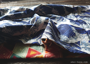 Kimono Baby Blanket/Adult Lap Blanket, Hokusai Wave ⦿blb0007
