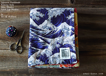 Load image into Gallery viewer, Kimono Baby Blanket/Adult Lap Blanket, Hokusai Wave ⦿blbj0007