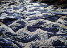 Load image into Gallery viewer, Kimono Baby Blanket/Adult Lap Blanket, Hokusai Wave ⦿blbj0007
