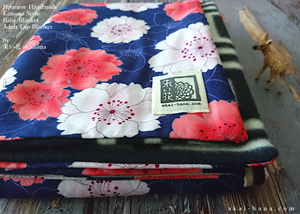 Kimono Baby Blanket/Adult Lap Blanket, Sakura Navy, 2 sizes ⦿blb0009