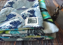 Load image into Gallery viewer, Kimono Baby Blanket/Adult Lap Blanket, Nami to Fujisan (Wave and Mt Fuji) ⦿blbj0010