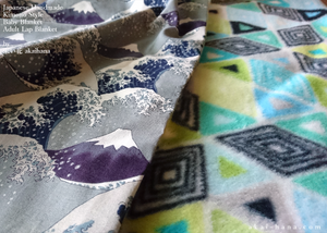 Kimono Baby Blanket/Adult Lap Blanket, Nami to Fujisan (Wave and Mt Fuji) ⦿blb0010