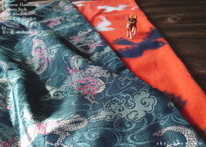 Kimono Baby Blanket/Adult Lap Blanket, Ryu to Hato (Dragon and Pigeon) ⦿blb0012