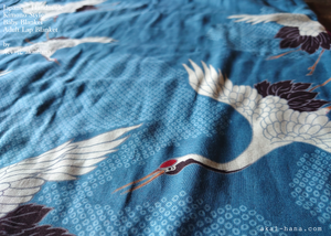 Kimono Lap Blanket/Baby Blanket, Tancho Zuru (Japanese Crane) ⦿blb0013