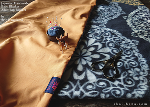 Japanese Handmade Baby Blanket/Adult Lap Blanket, Banshu-Ori Orange ⦿blb0015