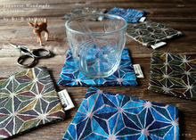 Load image into Gallery viewer, Japanese Handmade Coasters, Nijimi Asanoha Green, cajf0004