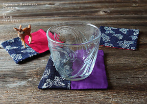 :: Clearance :: Japanese Handmade Coasters, Butterfly Aizome Style, Set of 2