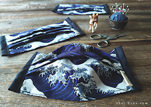 Load image into Gallery viewer, Nami/Wave, Handmade Fabric Mask with filter pocket & Nose Wire, comes with 1 Free Filter Insert ⦿fmjf004