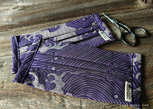 Purple Waves, Japanese Handmade Kimono Style Mask with filter pocket & nose wire, comes with 1 Free Filter Insert