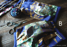 Load image into Gallery viewer, Navy Floral Kimono Japanese Handmade Mask with filter pocket & nose wire, comes with 1 Free Filter Insert, fmjf031