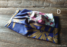 Load image into Gallery viewer, Navy Floral Kimono Japanese Handmade Mask with filter pocket & nose wire, comes with 1 Free Filter Insert, fmjf031