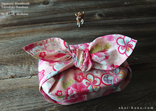 Load image into Gallery viewer, Furoshiki Reusable Fabric Wrap, Bandana, Hikita Hanaguruma Pink ⦿fsjf0002